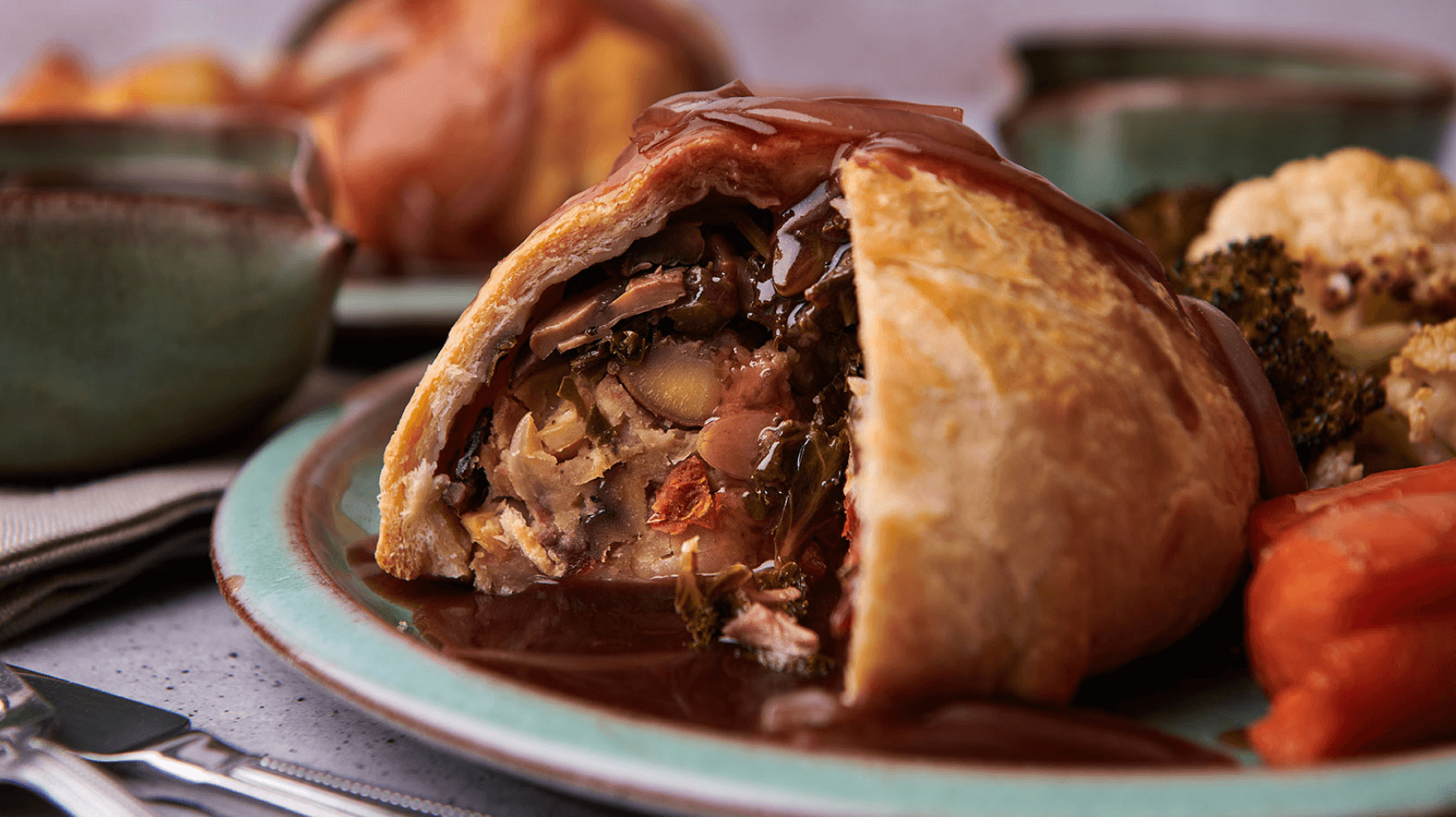 Chestnutand Butterbean Wellington with Portand Cranberry Gravy