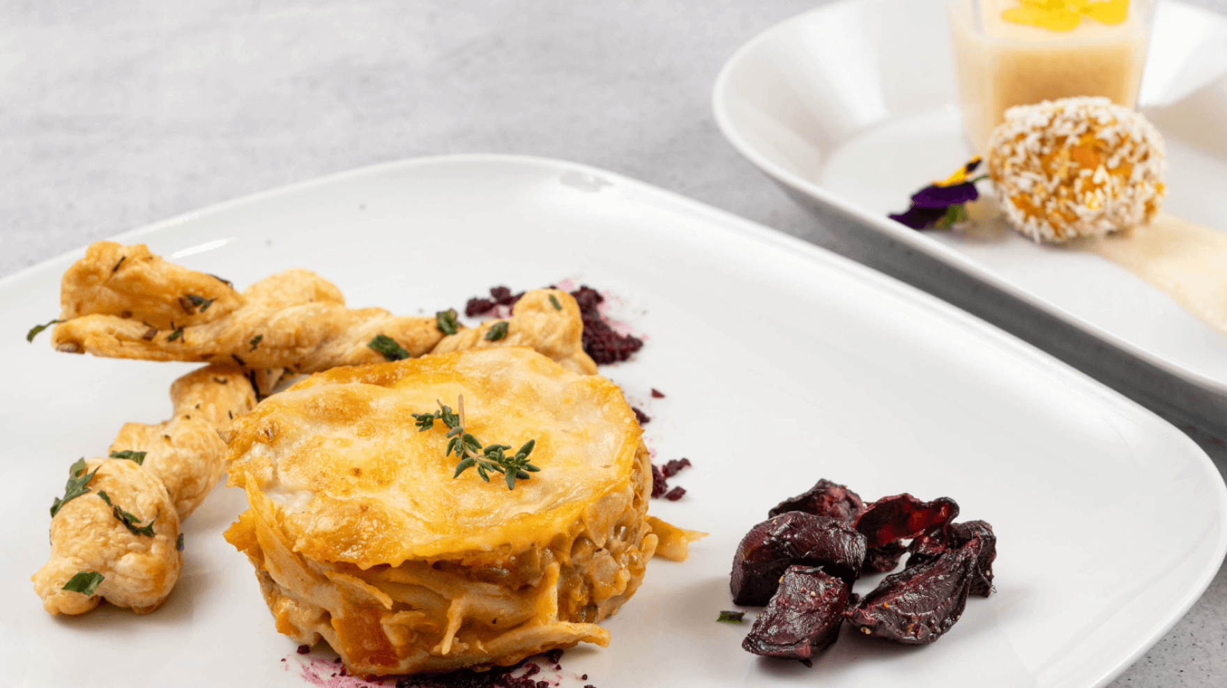 Mediterranean Lasagne Crispy Garlic Bread