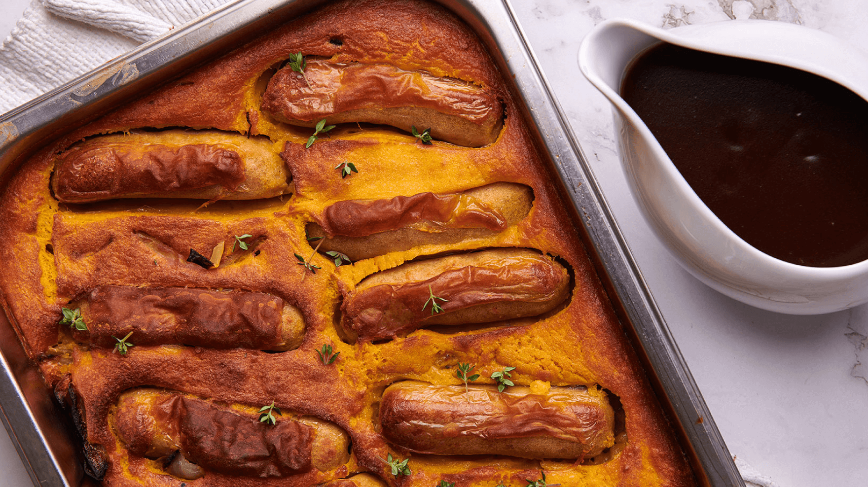 Plant Based Yorkshire Pudding with Plant Based Sausages