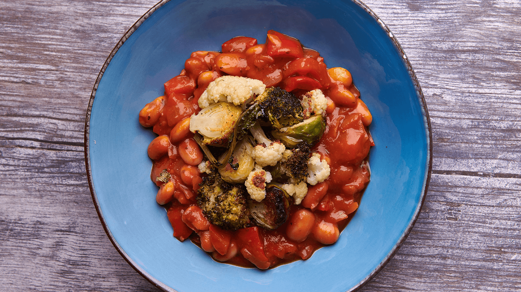 Roasted Brassica with Chilli and Butter Bean Cassoulet