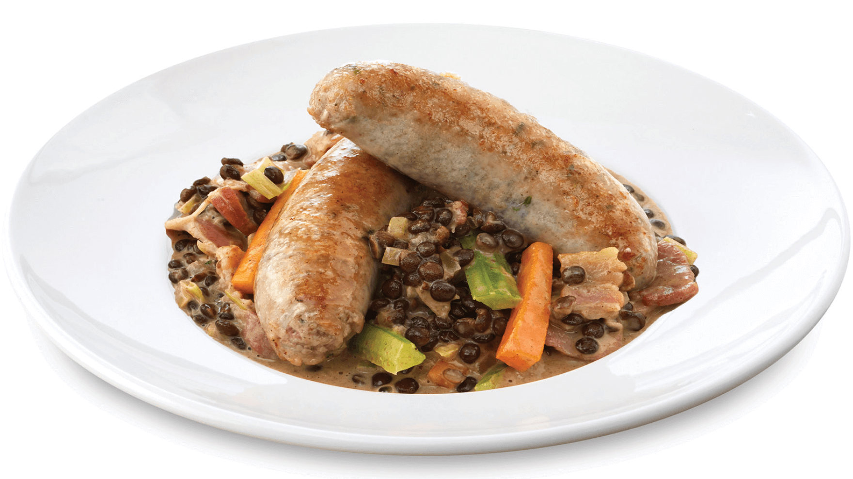 Sausage with Creamy Puy Lentils