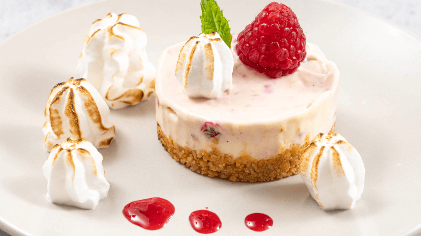 Berry Ripple Cheesecake Italian Meringue