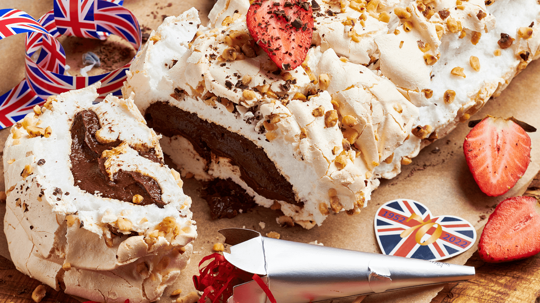 Hazelnut Meringue Roulade Chocolate Custard