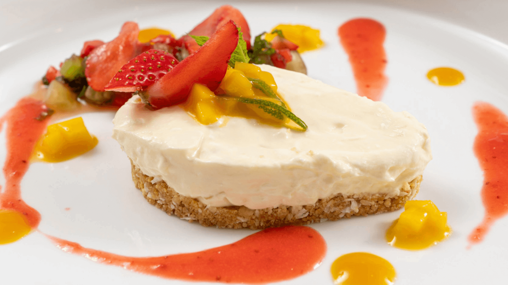 Mango Coconut Lime Cheesecake