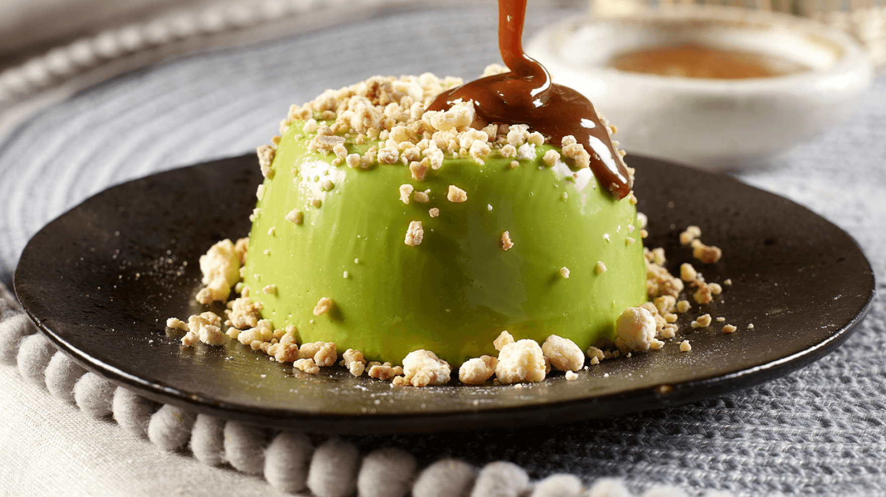 Matcha Caramelised White Chocolate Panna Cotta