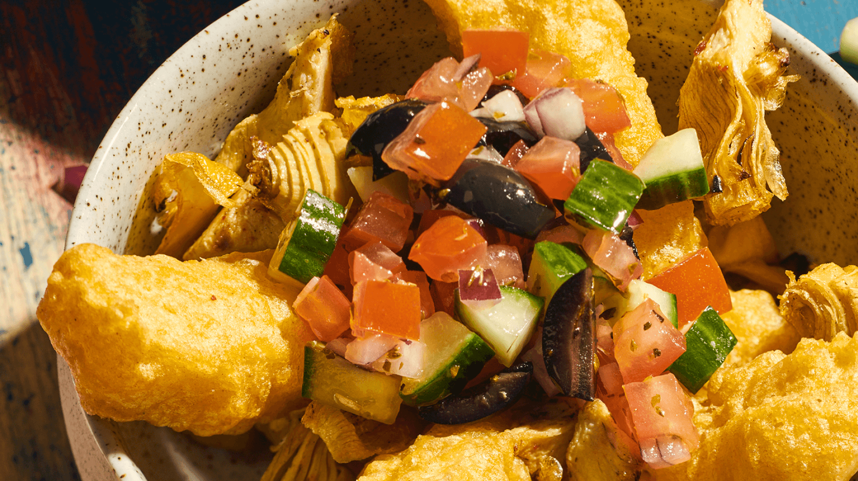 Battered Halloumi Greek Salsa