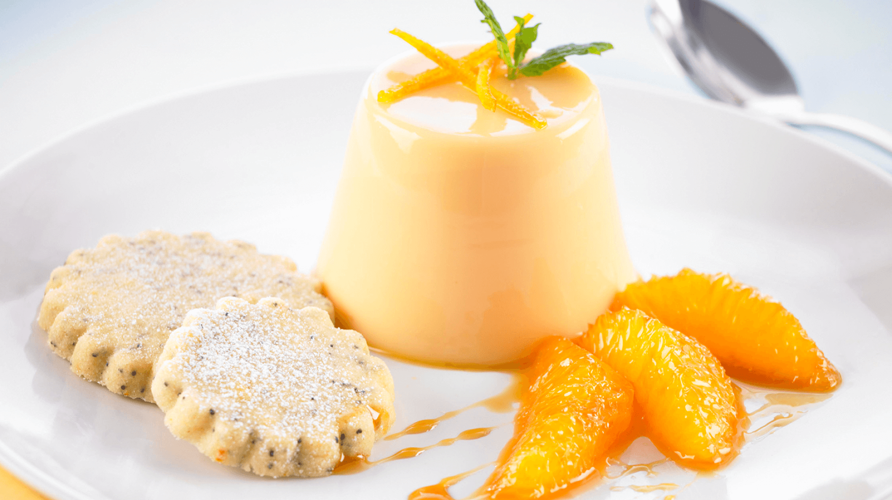 Orange Panna Cotta Poppy Seed Shortbread