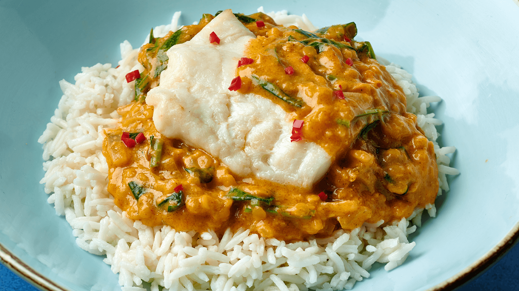 Korma Baked Cod Lentil Spinach Curry