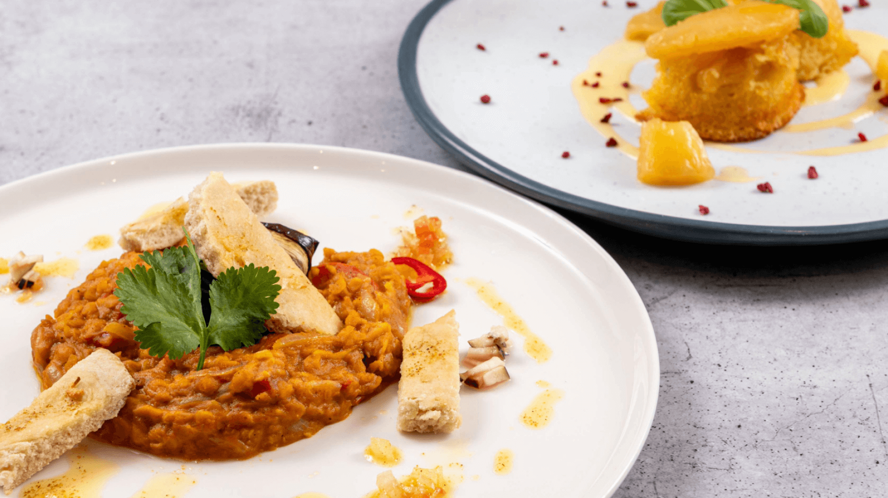 Spinach stuffed Aubergine Coconut Dhal Flat Bread