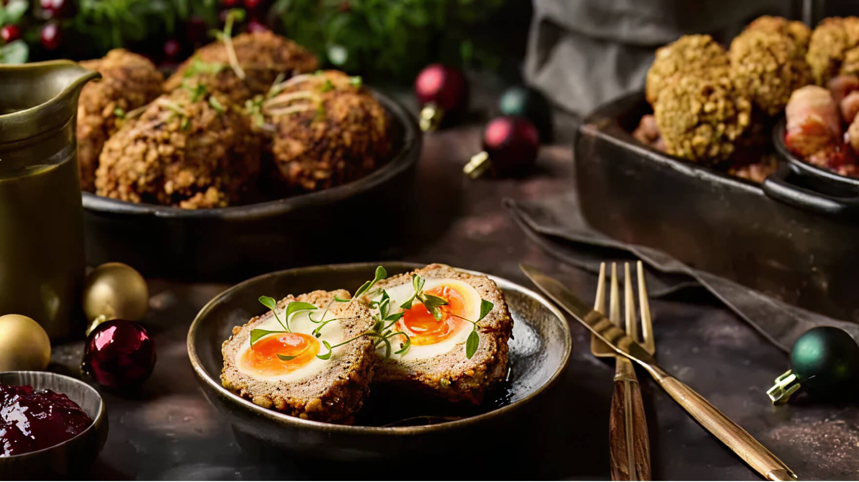 Festive Scotch Egg with Cranberry & Bisto Gravy